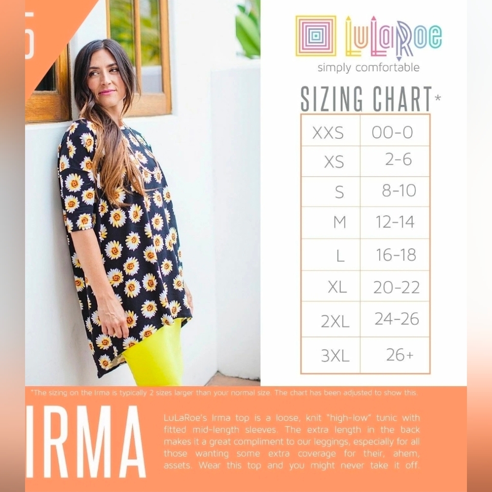 LulaRoe Irma Top Sz 3X Celestial Sun Moon Stars Plus Size Witchy Whimsigoth - Picture 7 of 7